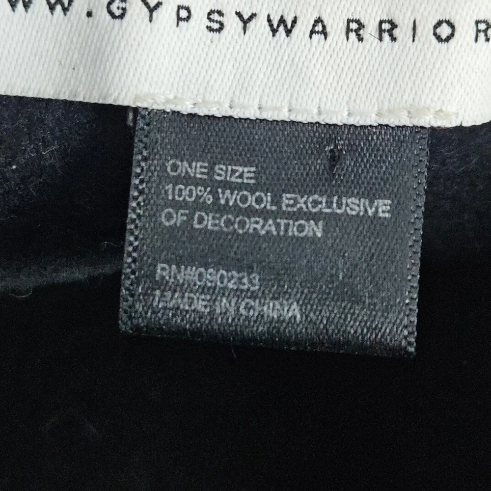 Gypsy Warrior Black Wool Fedora Hat Embellished Band Feather Detail‎ One Size